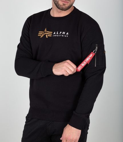 Alpha Industries Herren Pullover Label Sweater schwarz